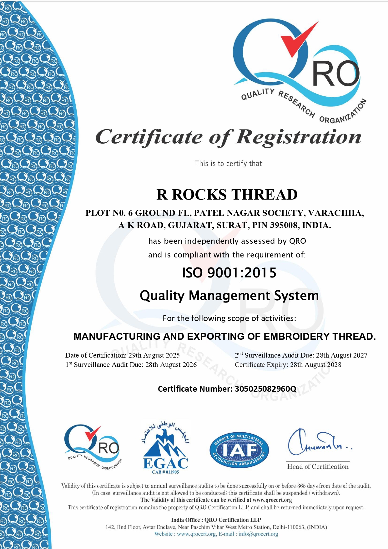 ISO Certification Document